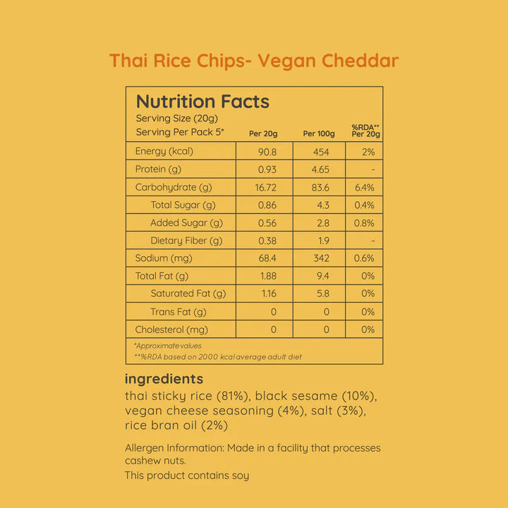 Natch Thai Rice Chips - Vegan Cheddar - 100g