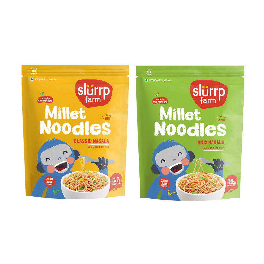 Slurrp Farm Classic Masala and Mild Masala Healthy Millet Noodles - Variety pack