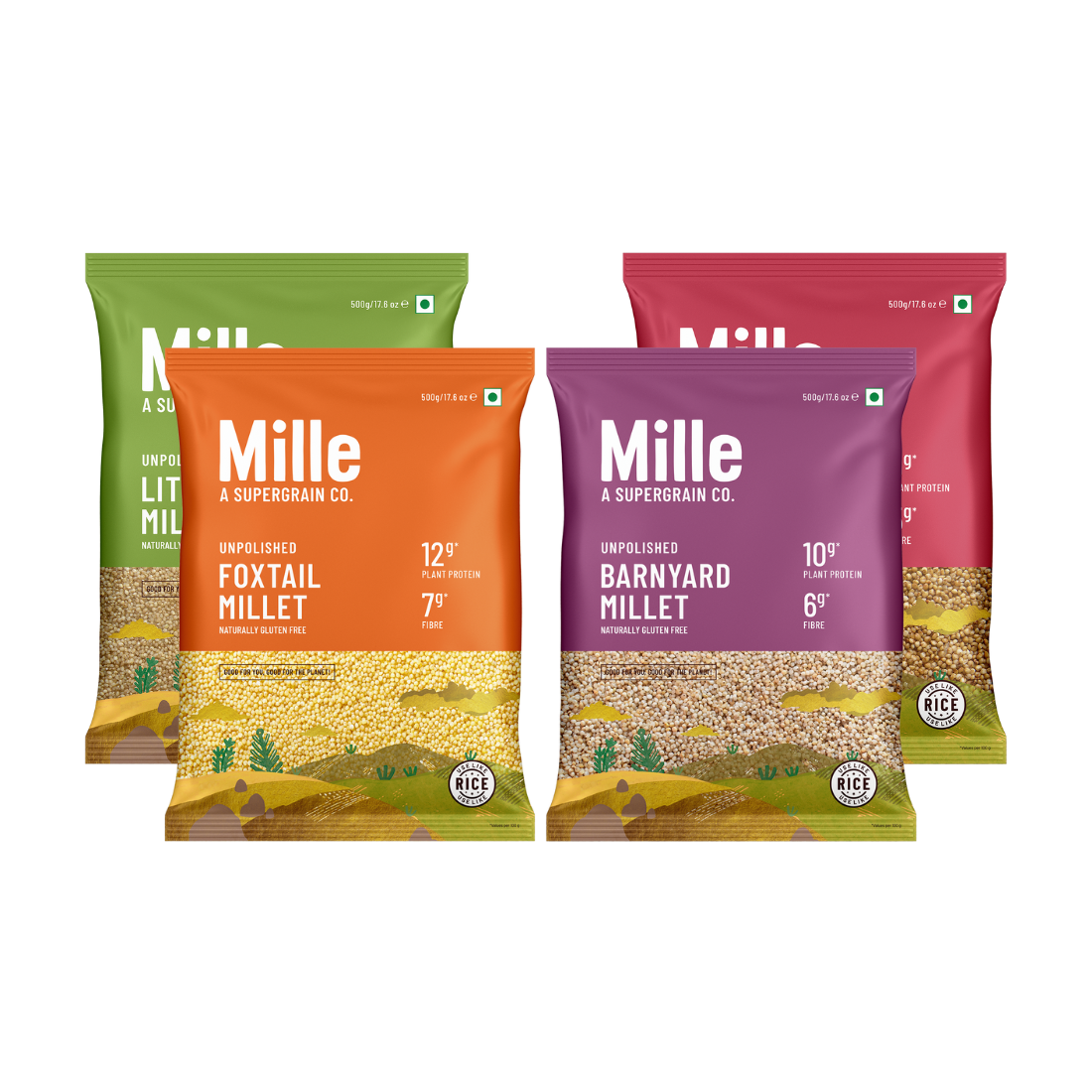 Mille Unpolished Little, Kodo, Foxtail, Barnyard - Variety pack
