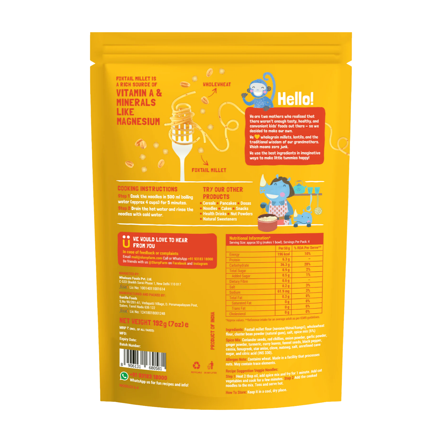 Slurrp Classic Masala Millet Noodles
