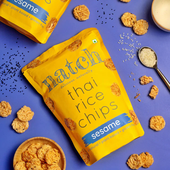 Natch Thai Rice Chips Sesame - 100g