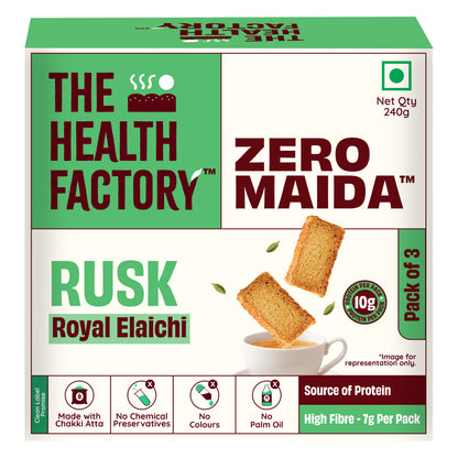 The Health Factory Zero Maida Rusk Royal Elaichi snack 