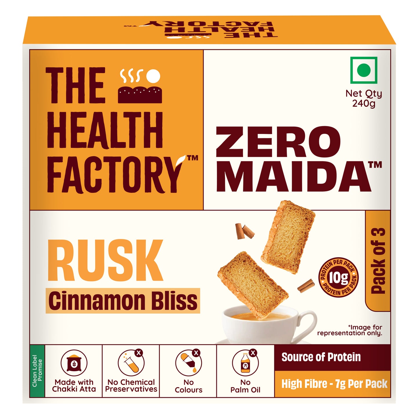 The Health Factory Zero Maida Rusk Cinnamon Bliss snack 