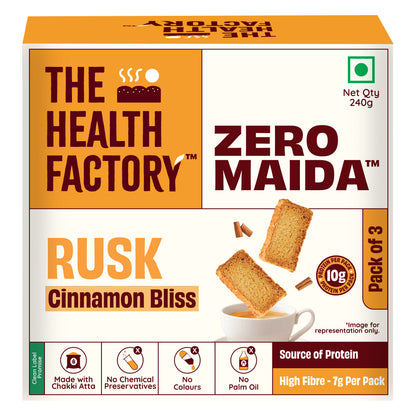 The Health Factory Zero Maida Rusk Cinnamon Bliss snack 