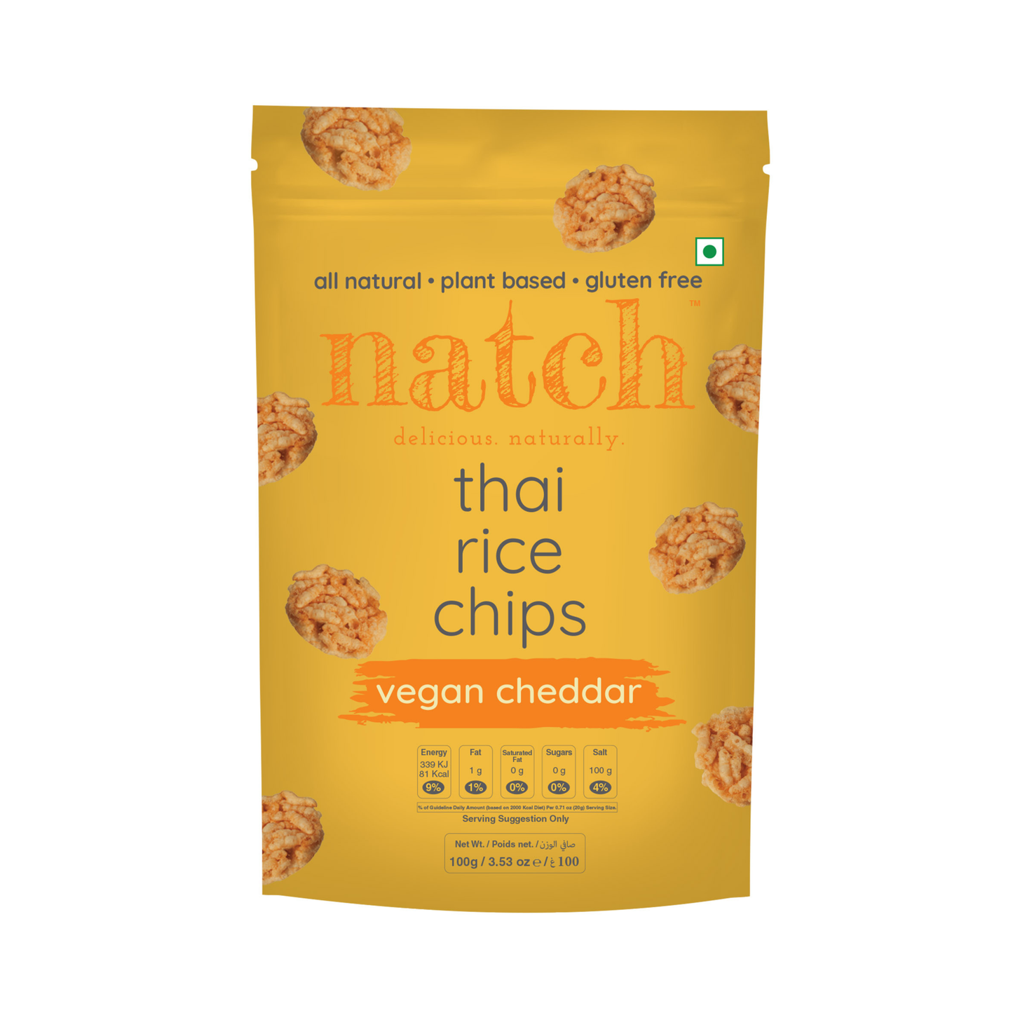 Natch Thai Rice Chips - Vegan Cheddar - 100g