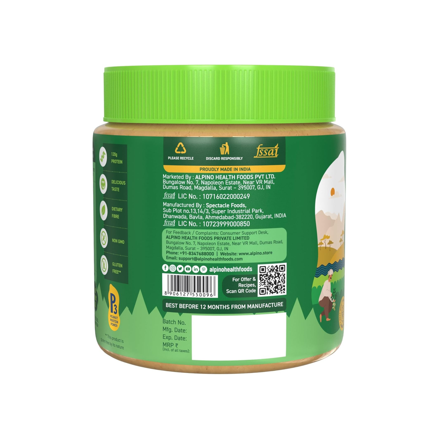 Alpino Natural Peanut Butter Smooth - 400g