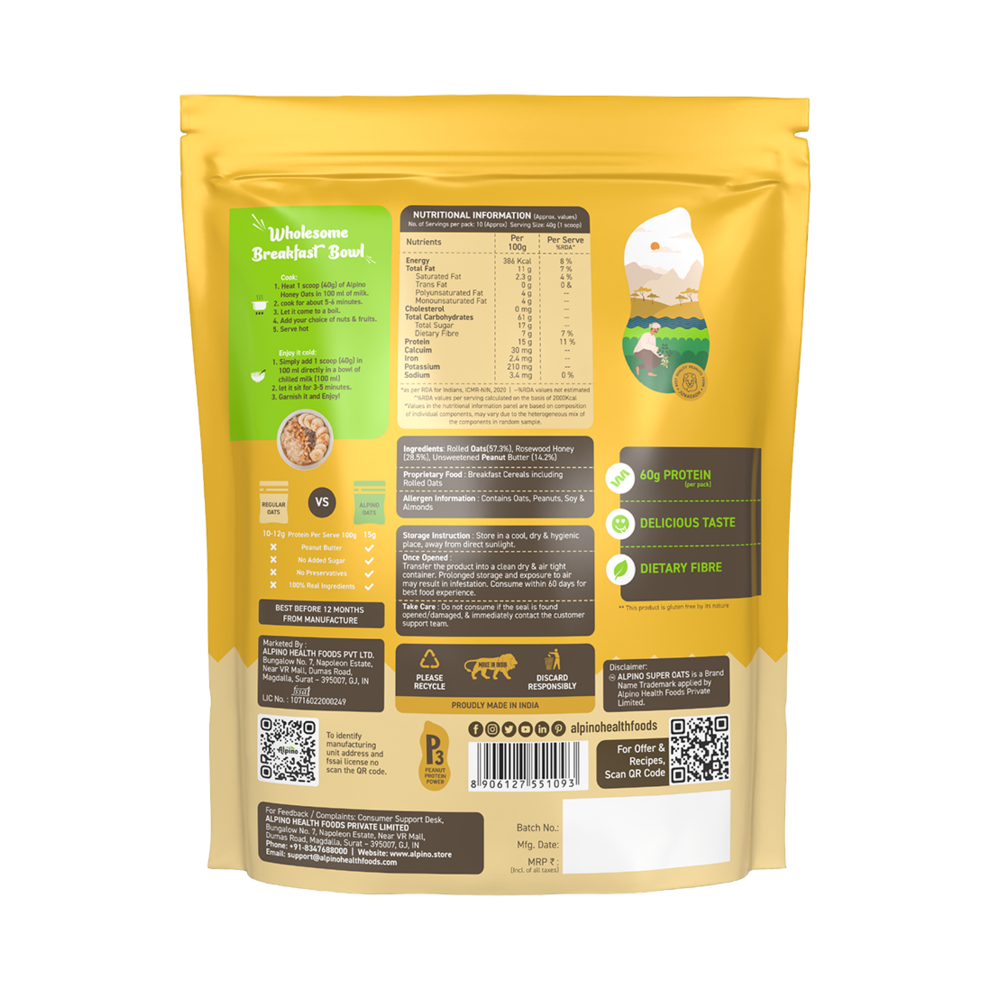 Alpino Super Oats Honey - 400g