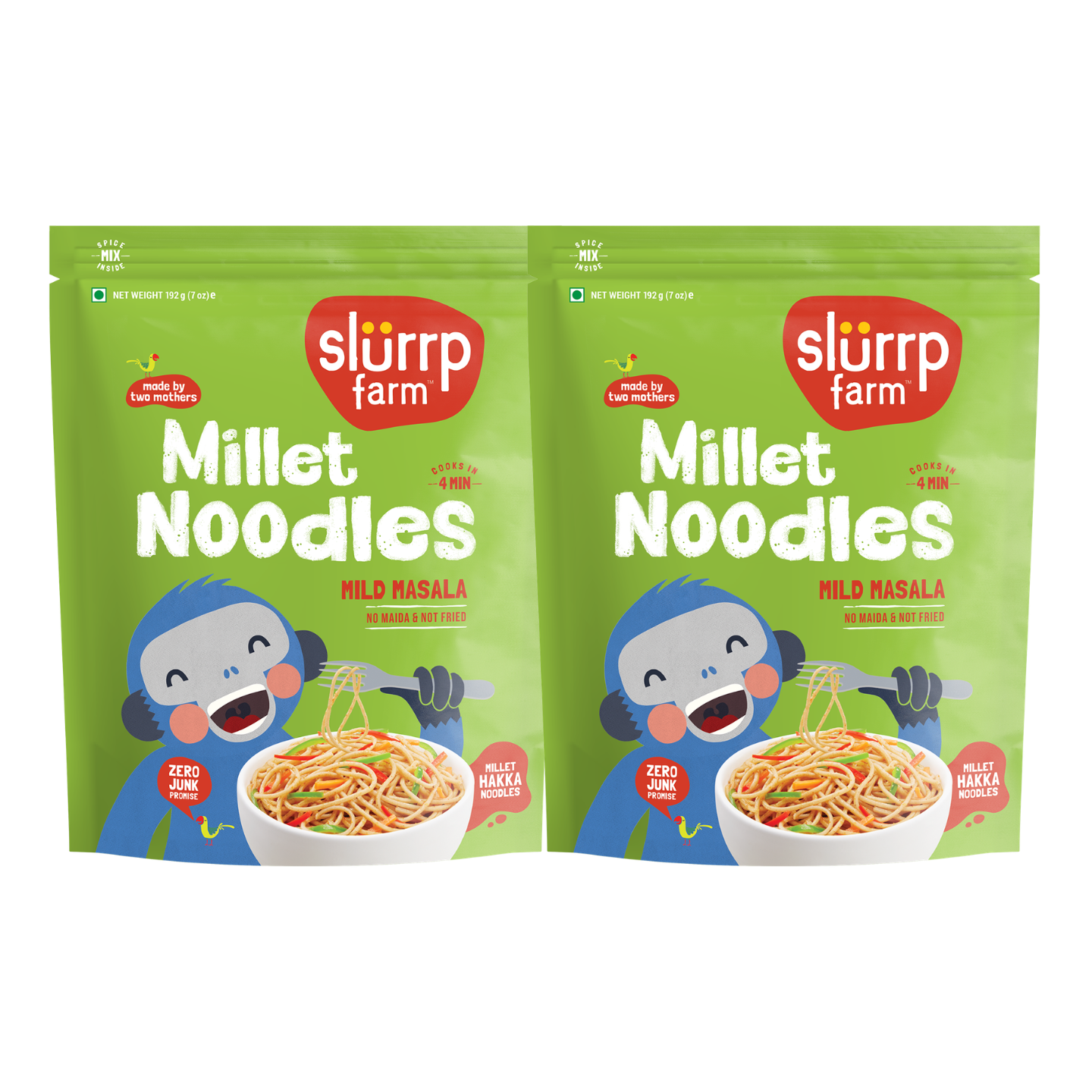 Two packages of slurrp farm Millet Noodles 
