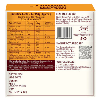 The back panel of a box of The Health Factory Whole & Zero MRP rice, 