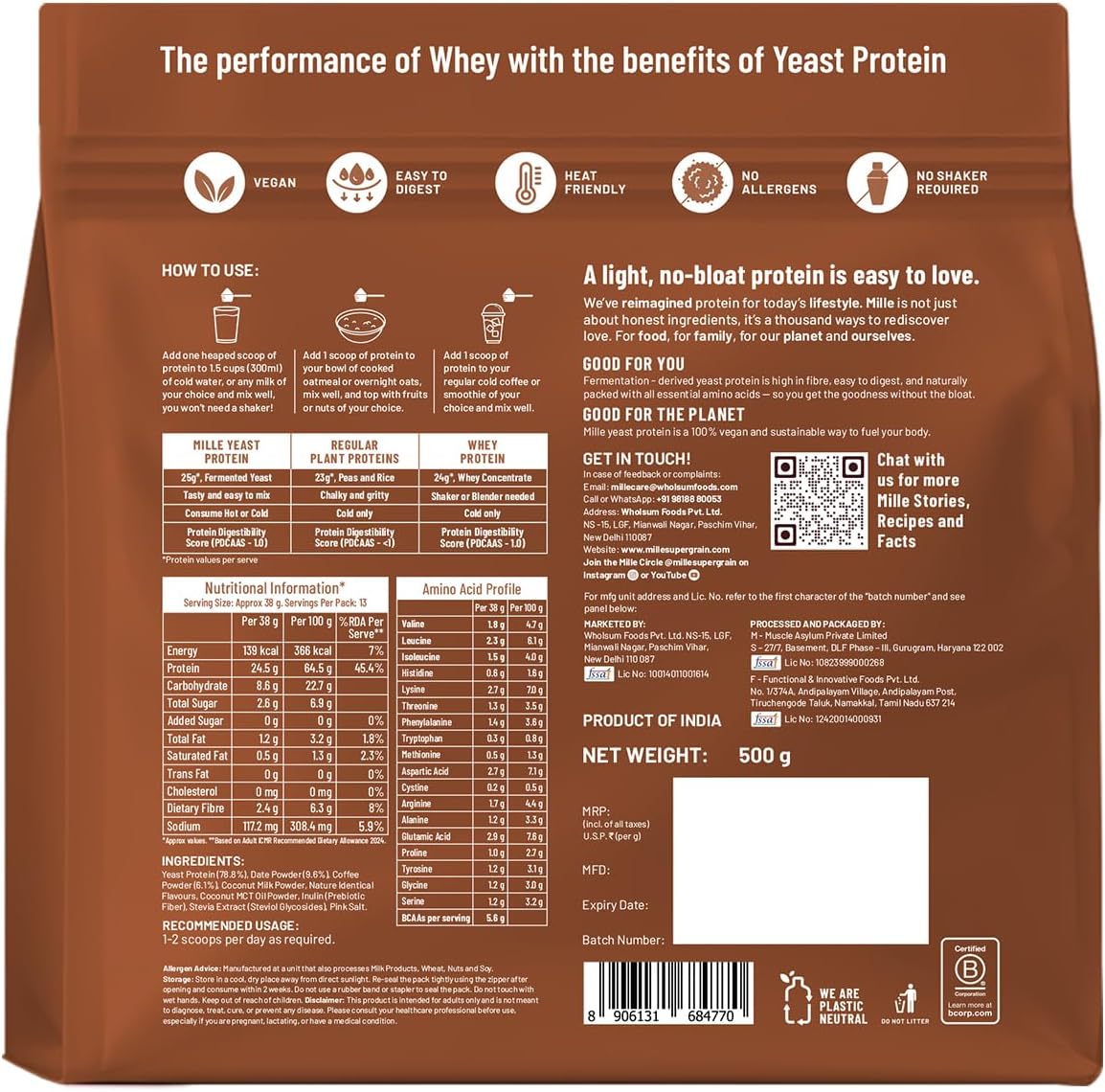Mille Plant Protein - Coffee Hazelnut - 500g