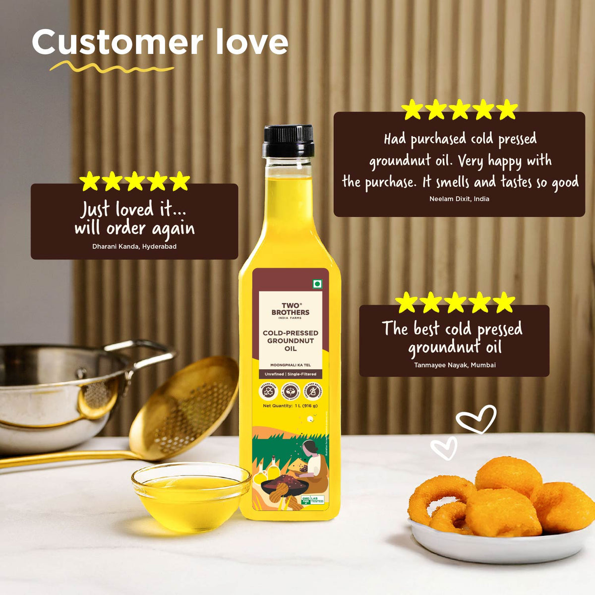 Two Brothers Cold Pressed Groundnut Oil Tin Can | 5L