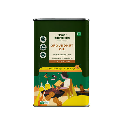 Two Brothers Cold Pressed Groundnut Oil Tin Can | 5L