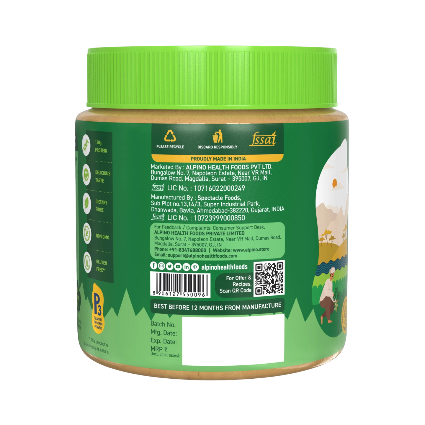 Alpino Natural Peanut Butter Crunch - 400g
