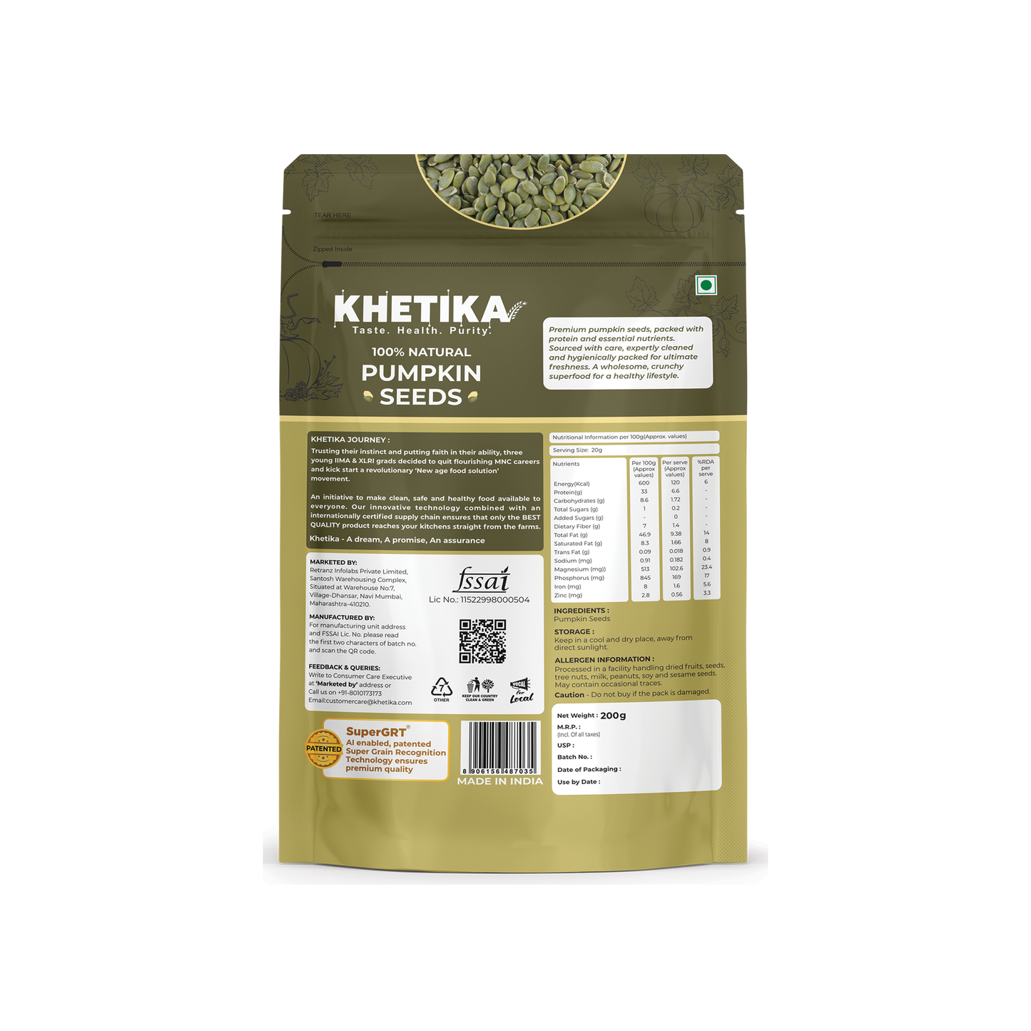 Khetika Pumpkin Seeds - 200g