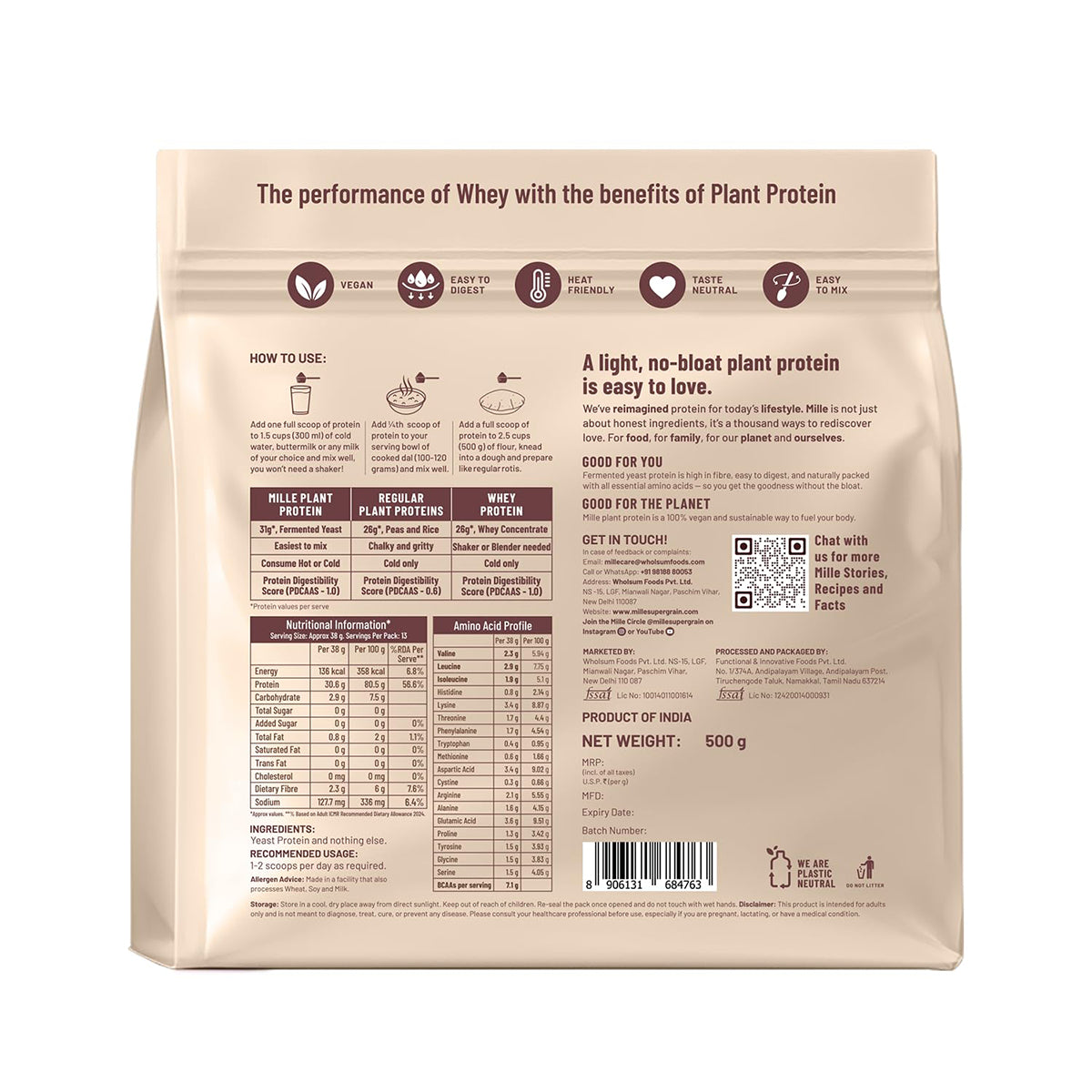 Mille Plant Protein - Unflavoured - 500g