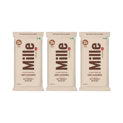 Mille Plant Protein - Unflavoured - Single Serve Pack of 3 - 38g each