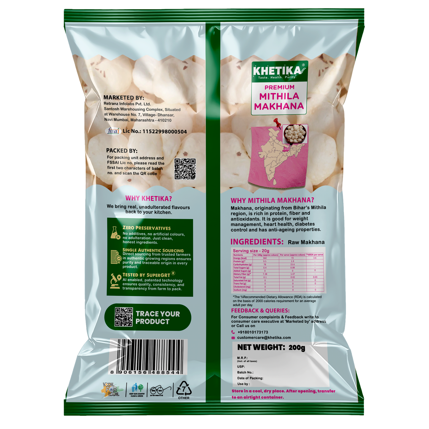 Khetika Makhana (Fox Nuts) - 100g