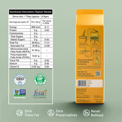 Gramiyaa Wood Cold Pressed Peanut Oil - 1L