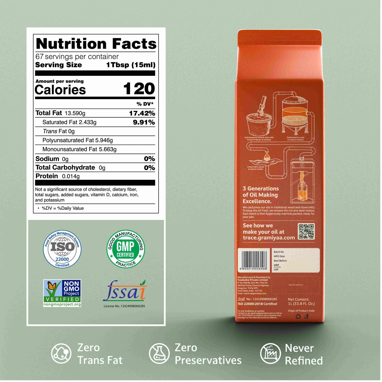 Gramiyaa Wood Cold Pressed Sesame Oil - 1L