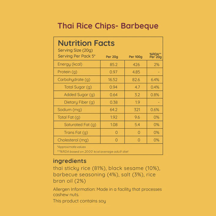 Natch Thai Rice Chips Barbecue - 100g