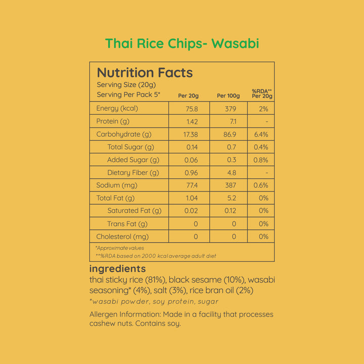 Natch Thai Rice Chips - Wasabi - 100g