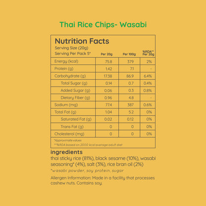 Natch Thai Rice Chips - Wasabi - 100g