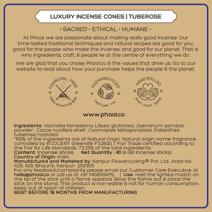 Phool Incense Cones – Tube Rose