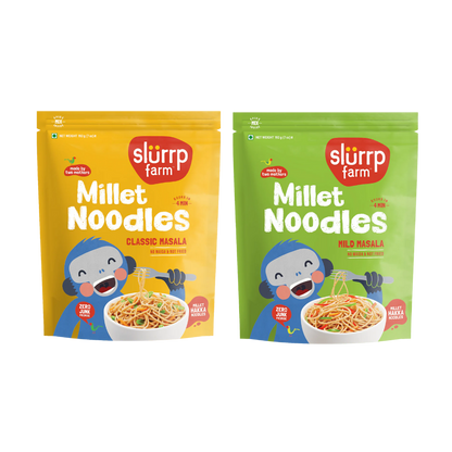 Slurrp Farm Classic Masala and Mild Masala Healthy Millet Noodles - Variety pack