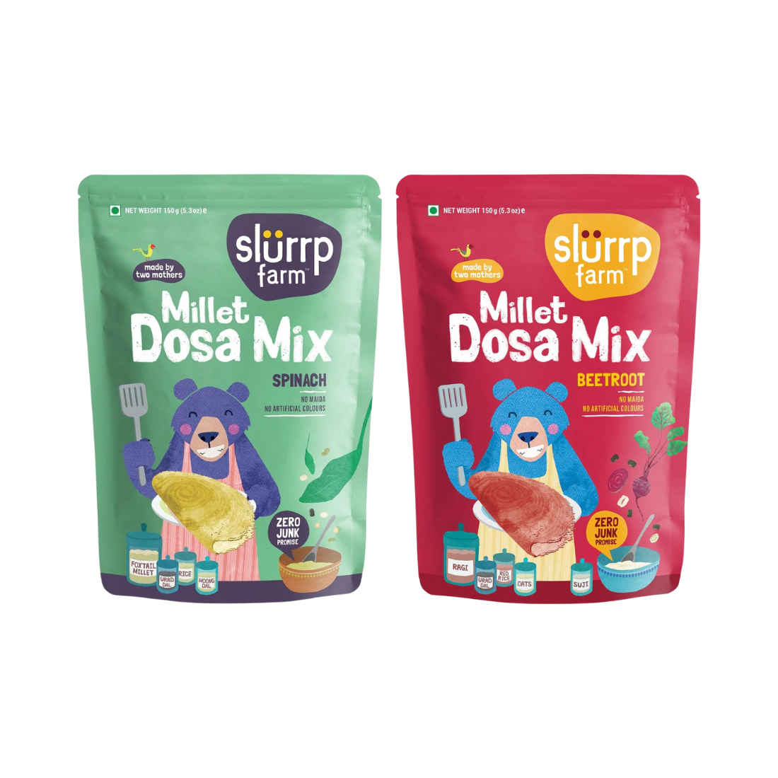 Slurrp Farm Beetroot & Spinach Multigrain Millet Dosa Mix - Variety pack